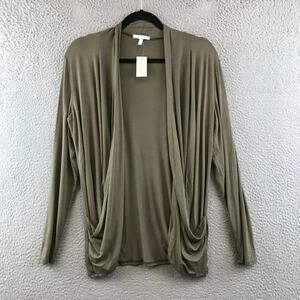 Maurices Olive Draped Open-Front Cardigan